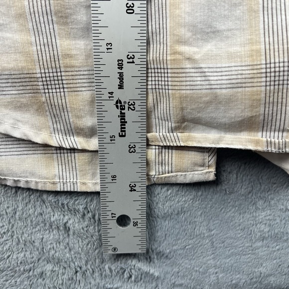 Roper Men's XL Western Pearl Snap Beige Plaid Long Sleeve Shirt Silver Threads - Picture 10 of 10